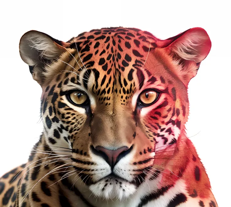 Theres a leopard with a red spot on its face, jaguar head tattoodesign, arte digital animal foto, Jaguar, blood dripping down the head, manchado ultra realista, Directed by: Matteo Pérez, Directed by: David Rubi, sangue nas roupas e no rosto, Directed by: ...