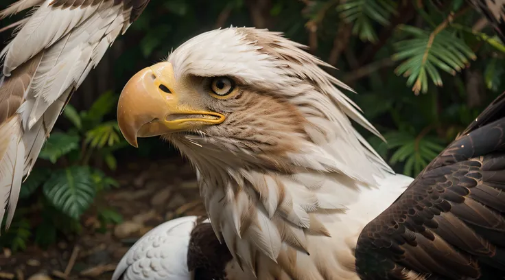 Create an ultra-realistic and detailed cinematic-style image of an eagle staring blankly at the camera, with maximum quality and zoom in on details.