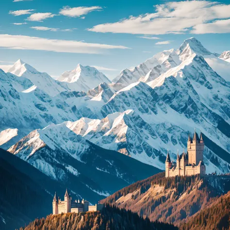 mountains, castles,