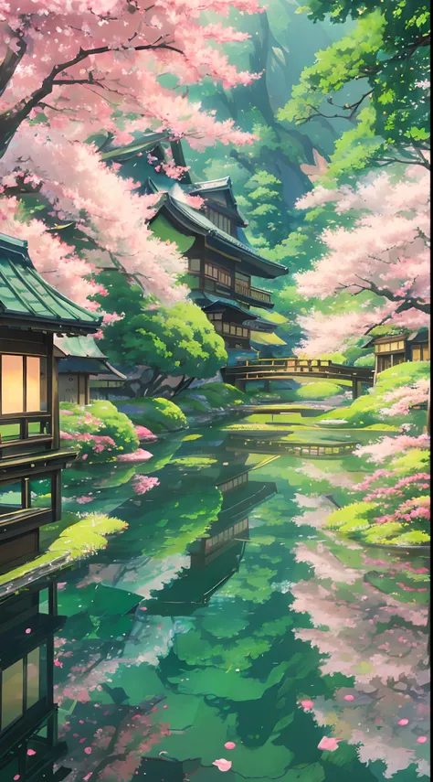 best quality,4k,8k,highres,masterpiece:1.2,ultra-detailed,realistic:1.37,A beautiful mountain scenery in Ghibli style,Japanese landscape,Ghibli-inspired illustration,vibrant colors,fantastical atmosphere,misty mountains,flowing rivers,winding paths,lush gr...