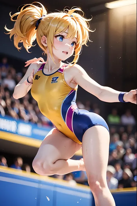 (Official art、Best Quality、Unity 8k Wallpapers、32K、​masterpiece、ultra-detailliert、超A high resolution、realisitic、Photorealsitic:1.2)、(Cinematic lighting:1.2)、((Full body))、Realistic pupils、Sharp pupils、gymnast、foco nítido、Wearing a brightly colored leotard、...