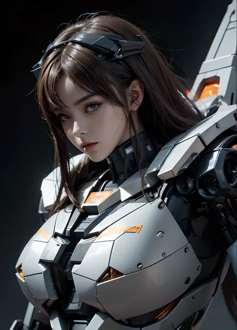 Textured skin, Super Detail, high details, High quality, Best Quality, hight resolution, 1080p, hard disk, Beautiful,(Gundam),beautiful cyborg woman,Mecha Cyborg Girl,Battle Mode,Girl with a Mecha Body,She wears a futuristic Gundam mecha,Fulll body Shot