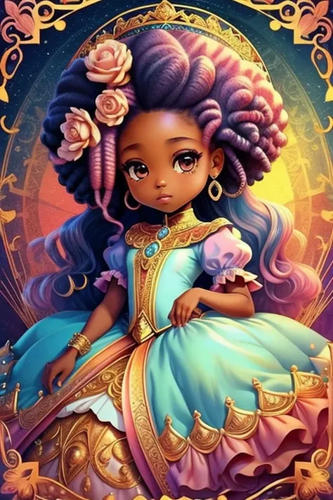 Linda Princesa afro, princesa da Lua, castelo , Chibi, real, arte, 
yang08k, fotografia, bonito, colorido, realista,
obras-primas, qualidade superior, melhor qualidade, arte oficial, beautiful and aesthetic,