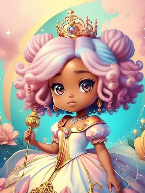 Linda Princesa afro, princesa da Lua, castelo , Chibi, real, arte, 
yang08k, fotografia, bonito, colorido, realista, corpo inteiro na imagem,
obras-primas, qualidade superior, melhor qualidade, arte oficial, beautiful and aesthetic,