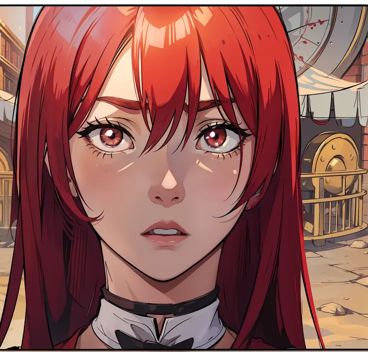 Erza Scarlet is one of the main characters in the series, She doesnt take no for an answer dressed in steampunk-style tailored clothes, Ela tem cabelos vermelhos escarlate e olhos castanhos, Elegante e sexy (melhor qualidade) uma arte para um Jogo de rpg. ...