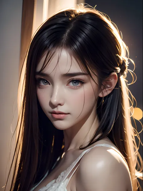 (8K, Best quality, Masterpiece: 1.2), (Best quality: 1.0), (Ultra-high resolution: 1.0), aquarelle, A beautiful woman, (shiny pupils,Blue pupils),bshoulders, Headband, Agnes Cecile, Bust portrait, extremely luminous bright design, Pastel colors, Autumn lig...