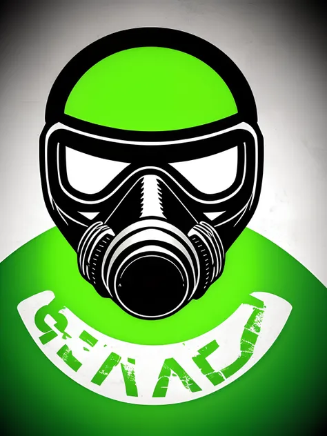 Green samurai gas mask futuristic icon emblem