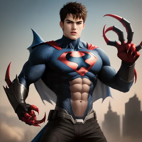 Superhero boy with black stop and long claws