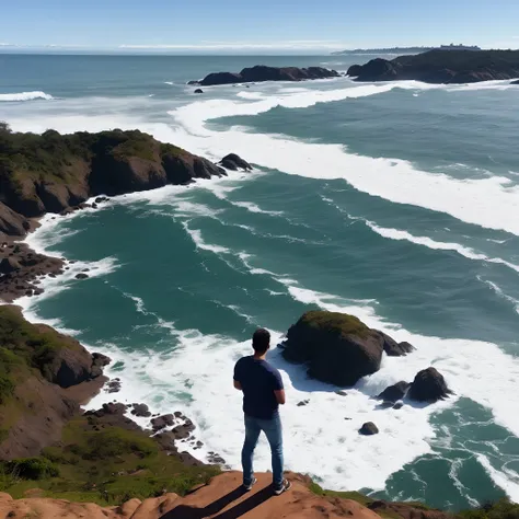 Colocar o @thiagomiguel em uma montanha com vista para o mar