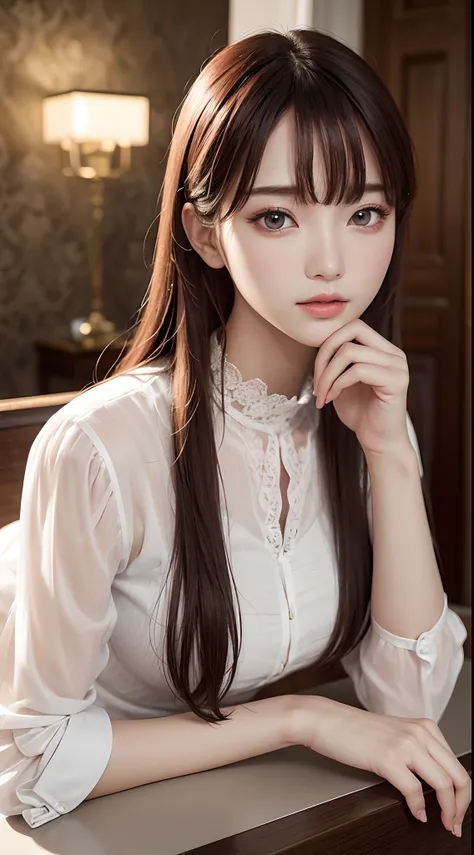 Masterpiece, 1 beautiful girl, Detailed eyes, Swollen eyes, Top quality, 超高分辨率, (reality: 1.4), Cinematic lighting, Japanese, Asian beauty, Korean, Very beautiful, Beautiful skin, Slender, body facing the front, (Ultra photo realsisim), (high resolution), ...