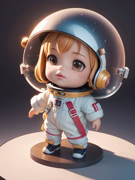 There is a little doll with helmet and helmet, Cute 3d rendering, The little boy astronaut looked up, Big black plastic glasses, Full sleeve tattoo on the arm, Portrait anime space cadet boy, Cute 3d anime boy rendering, Cute detailed digital art, Male exp...