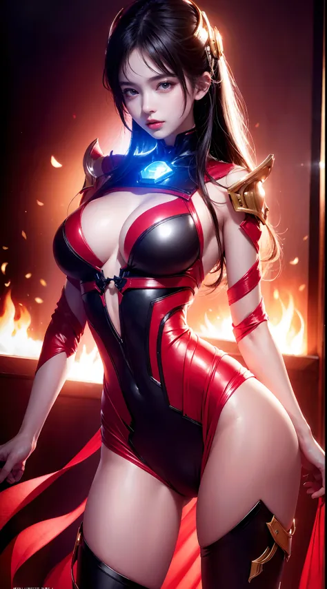 (((best quality))),(((very detailed))),(((masterpiece))),illustration,1 girl, big breasts, no face, mysterious, helmet, Asuka cosplay costume, bodysuit, standing pose,  Expression of extreme detail ,Ultra High Definition,Maximum Detail Display,Hyperdetail,...