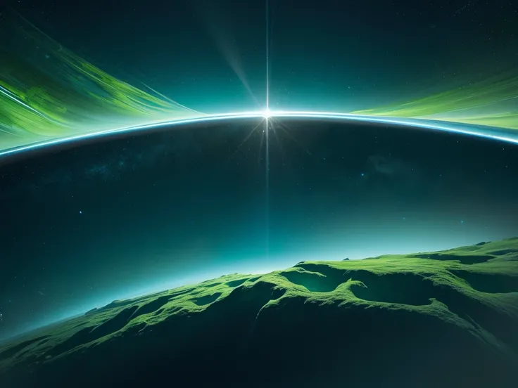 blue and bright green abstract background for your space theme, in the style of raphael lacoste, dreamlike perspectives, global imagery