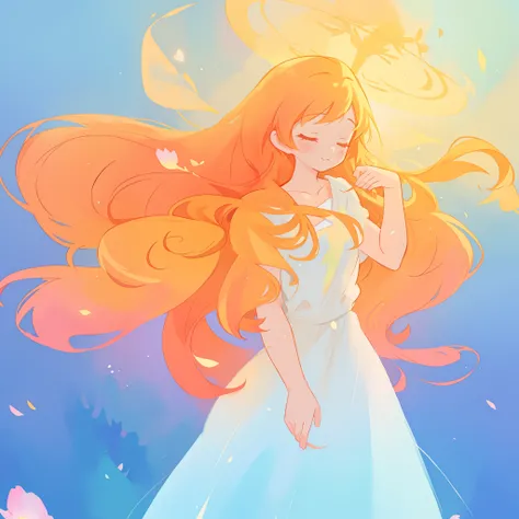 beautiful girl in flowing multi-layered dress, fairy dress, long golden hair, watercolor illustration, inspired by Glen Keane, inspired by Lois van Baarle, disney art style, by Lois van Baarle, glowing aura around her, by Glen Keane, jen bartel, glowing li...