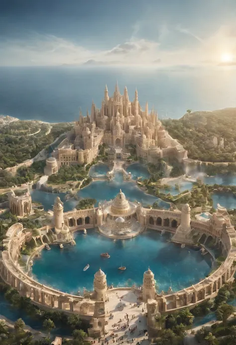 Atlantis、prosperity、Many people、Big city、A big city on the sea、Urban islands々々々々々々、civilization、Super Science City、Advanced、Ring-shaped continents、A large city spread out in concentric circles