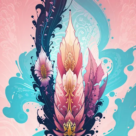 abstract lily flower wallpaper, vector style, splash ink, colorful, intricate