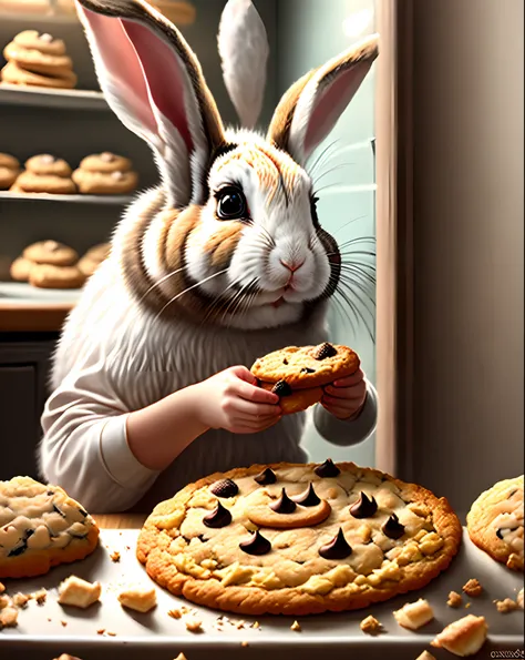 Rabbit making cookies