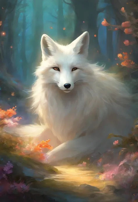 Best quality, 4K, masterpiece, art, anthropomorphic white fox