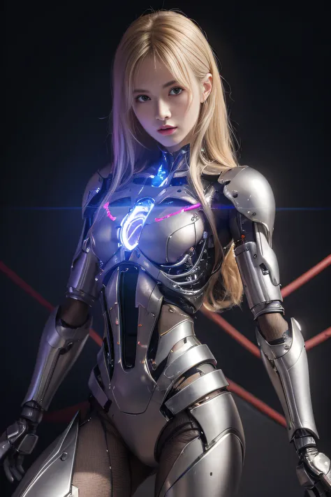 Top Quality, Masterpiece, Ultra High Resolution, (Photorealistic: 1.4), Raw Photo, 1 Girl, blonds Hair, Glossy Skin, 1 Mechanical Girl, (Ultra Realistic Detail)), Portrait, Global Illumination, Shadows, Octane Rendering, 8K, Ultra Sharp, (flat chest:1.4), ...