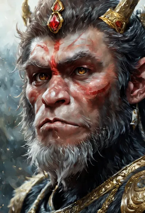 portrait of (monkey king) from [dota], wukong, epic, tragic, fantasy, hd shot, digital portrait, beautiful, artstation, comic st...