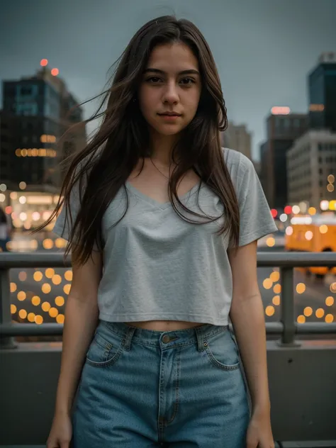 random cinematic portrait cute 18 years old girl straight hair in New York