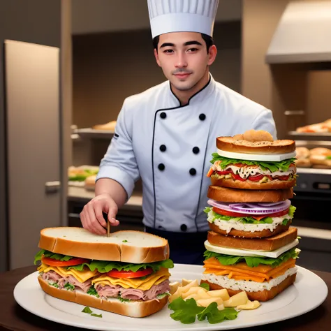 chef presenting a sandwich