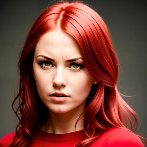 Aleksandra, redhead, angry