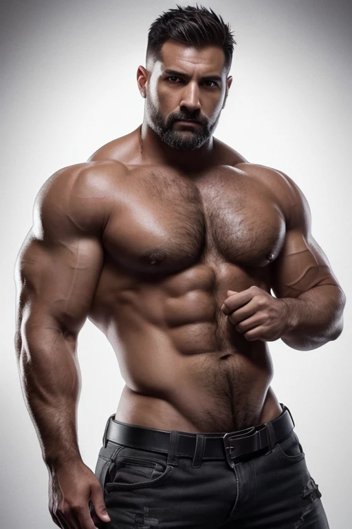 best quality, realistic, gay,bear, full body,dungeon,sex,masculine,hairy,handsome,confident,40 years old,strong build,dominant,erotic,charismatic,dark and moody lighting,colorful,provocative,attractive expression,attention to facial features,body hair,pier...