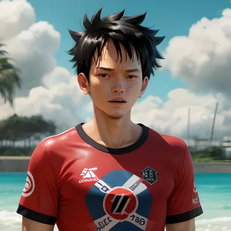 Luffy com a camisa do flamengo