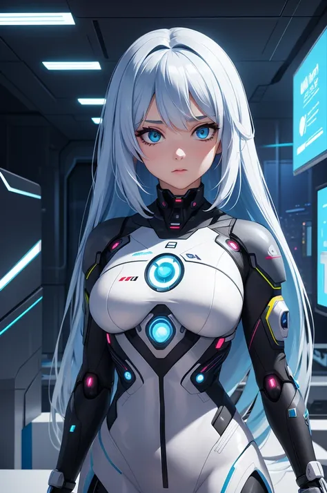 A beautiful futuristic cybernetic girl with hair with strands of neural networks, Futurism, UHD, super detail, best quality, 8k