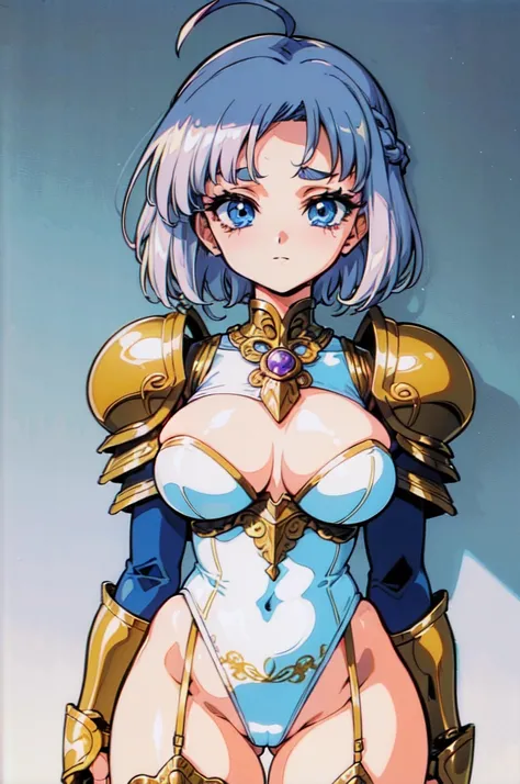 "(masterpiece:1.1), best quality, 
1girl, (80s anime style:1.4), (eyelashes:1.5),(loli:1.4), 
(intricate high detailed body:1.2), 
silver hair, 
(forehead:1.2), short blunt bangs, (short hair, french braid:1.1), (hair ribbon:1.2), 
blue eyes, (thick eyebro...