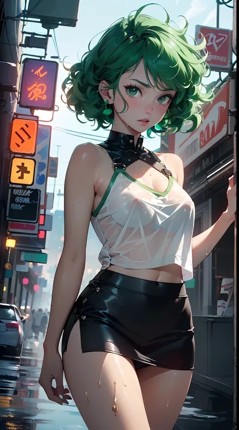 girl youtuber,(((1girl))),((extremely cute and beautiful green curly-haired girl)),

(short breasts:1.4),big butt,(((green curly hair:1.35,very curly hair,colored inner hair,ear breathing,short hair))),(((green_eyes:1.3))),intricate eyes,beautiful detailed...