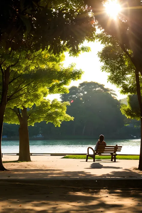 a park　Beach　the morning sun