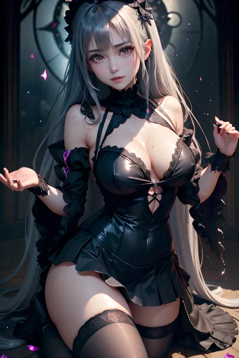 Hard Dark Gothic Makeup、Maniacal、Deep night sky、horor、Black Dark Eyeshadow、crying how bright、mourn、Good skin luster、Long hair straight hair、Dark Gothic Makeup、Dark smile、Restless Palace、Expressions of sexual arousal、Fragrant beauty、22year old、Lying、seducti...