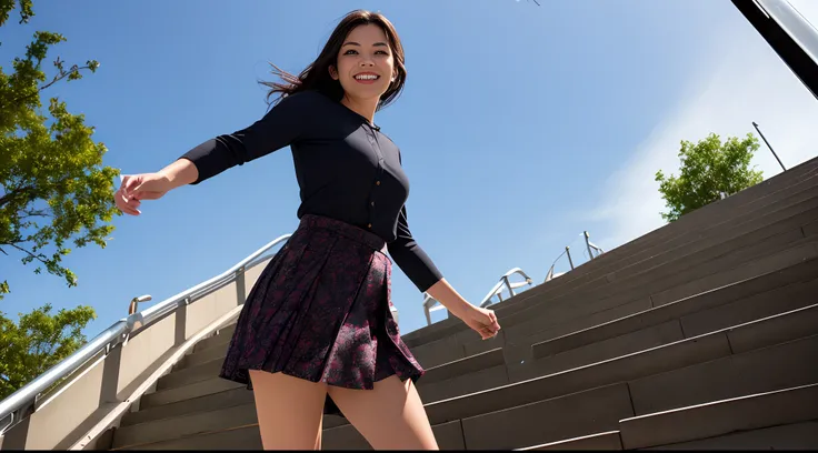 (8k, definition image, various compositions, various angle, various pose, medium shot, looking away, like a movie perspective, draw the face precisely, position her off center, very well-groomed face, only one subject), downtown area, woman, walking to sky...