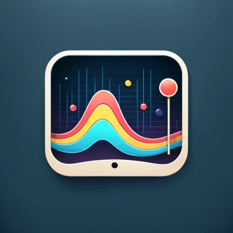 icon of mobile app sound waves, cartoon style