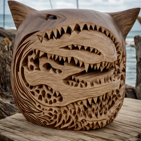 Wood carving shark