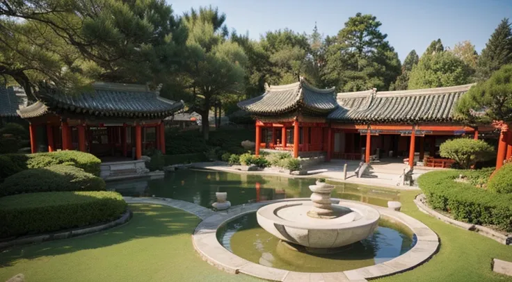 A 3D Chinese garden carved from a
large piece of white jade, colored
ink style, CG rendering --ar 2:3 --q