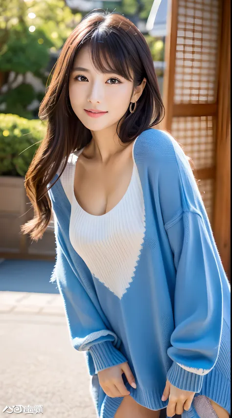 Best Quality, 8k, 32k, Masterpiece, UHD: 1.3), Attractive Japan Woman Pictures, One Girl, (Big: 1.0), Abs, Perfect Body, (oversized tunic sweater : 1.1), Ultra Detailed Face, Detailed,full body,