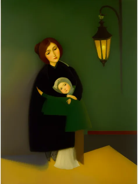 Painting of a woman holding a child in her arms, inspired by Gabriele Münter, inspirado em Charles Blackman, inspirado em Raymond Briggs, inspirado em Will Barnet, Directed by: Alexander Bihari, Directed by: Paul Balkay, inspirado em Georges Lacombe, inspi...