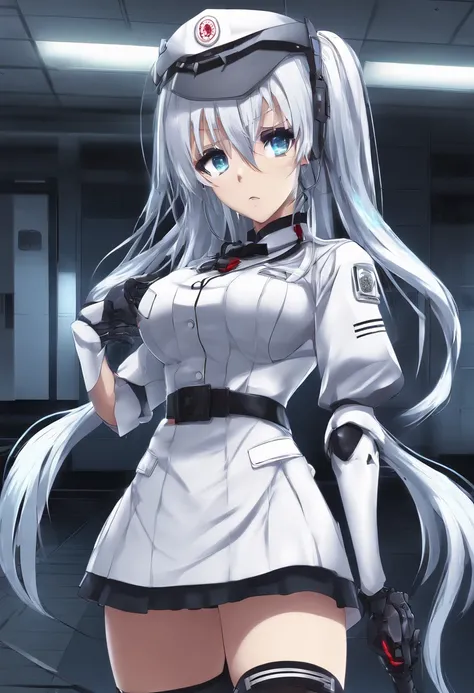 masterpiece, highest quality, highest detail, 1 girl,
BREAK, horror, (Small injured girl, blood, bleeding, injury), Shining white hair, jewel-like red eyes, anime highlight eyes, (Nurse uniform: 1.4), (White tight miniskirt: 1.2), White pantyhose, scarred ...