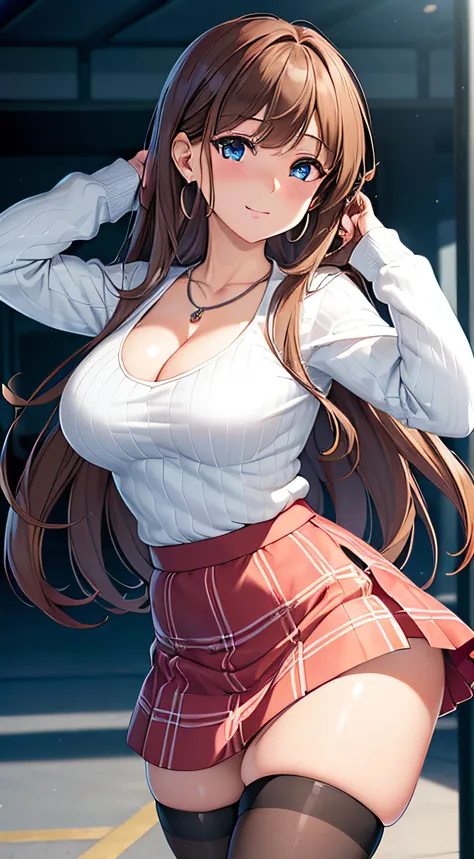 ((masutepiece, Best Quality, hight resolution, nffsw, Perfect Pixel, depth of fields, 4K, nffsw, nffsw)), 1girl in, Single, Solo,  Beautiful Art Style, ((Long hair, Brown hair)), (Blue eyes:1.4, rounded eyes, Beautiful eyelashes, Realistic eyes), (Detailed...