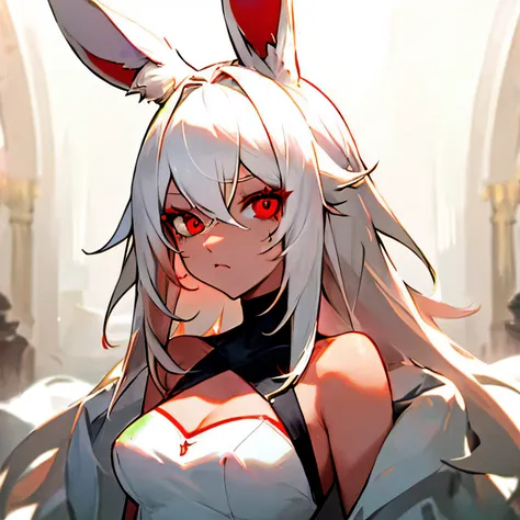 Viera girl, red eyes, white hair