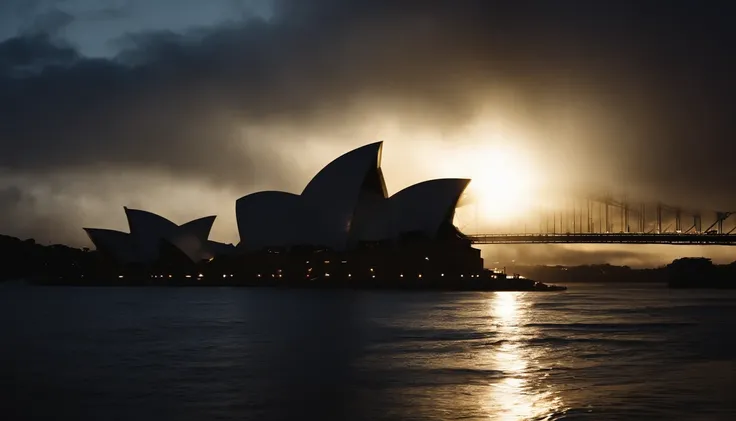 The Sydney Opera House was destroyed by a monstrous tsunami，disaster movie，《2012》Scene in ，Huge waves，Cinematic footage，Real-world scenarios，Vast space