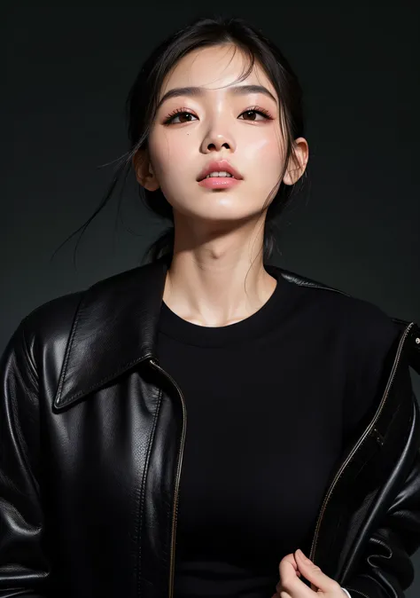 Un primer plano de una mujer con una chaqueta negra y una camisa negra, Blackpink Jennie, Cindy Avelino, Parque Roseanne de Blackpink, Heonhwa Choe, Retrato de Jossi de Blackpink, Gemma Chen, Lulu Chen, Gongbi, Actriz femenina de Corea, Lee Ji-eun, Lee Ji ...