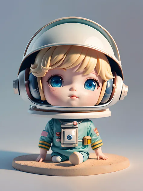 There is a little doll with helmet and helmet, cute 3d rendering, little astronaut looking up, portrait anime space cadet boy, cute 3d anime boy rendering, cute detailed digital art, male explorer mini cute boy, 3d rendering stylized, 3d rendered character...