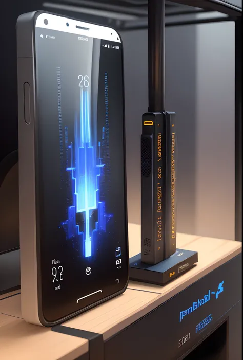 tmasterpiece，Best quality at best，high high quality，extremely detaile，8K，Futuristic ethereal close-up of a mobile phone, smartphone, A mystical environment, Technology meets fantasy, Futuristic phone，AI peripherals, smartphone, Sit at the technical booth, ...