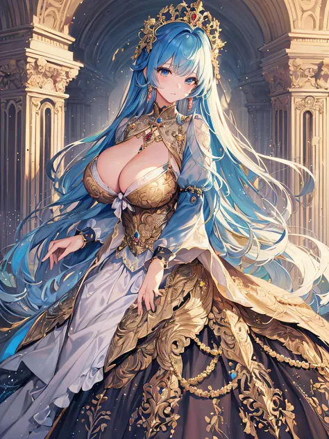 anime artstyle,Masterpiece,(Best Quality), (Super Detail),(Very Delicate and Beautiful),(Solo),((full body portrait)),full body,full body portrait,(detailed face and eyes),jewel-like beautiful eyes,((1 princess in a beautiful embroidery and jeweled rococo ...