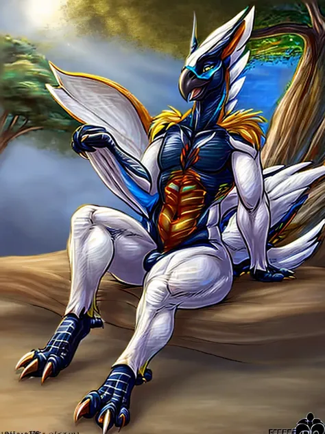 (By blackfox85), e621, monster hunter, species:legiana, anthro, male, avian feet, feet, talons, femboy, girly,