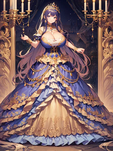 anime artstyle,Masterpiece,(Best Quality), (Super Detail),(Very Delicate and Beautiful),(Solo),((full body portrait)),full body,full body portrait,(detailed face and eyes),jewel-like beautiful eyes,((1 princess in a beautiful embroidery and jeweled rococo ...